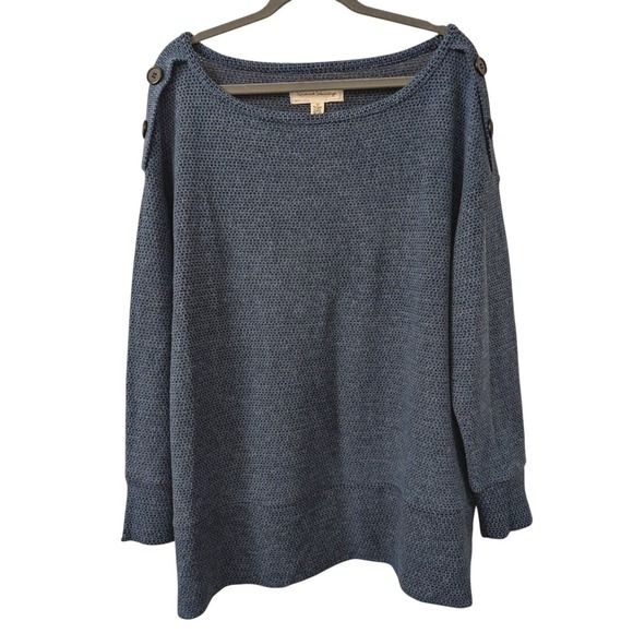 French Connection Plus 1X Blue Waffle Knit Tunic Top Shirt Long Comfy Warm - Picture 1 of 5